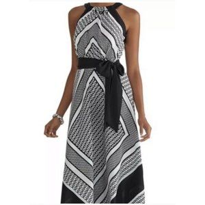 White House Black Market Full Length Maxi Dress Black/White Geometric Womens 12